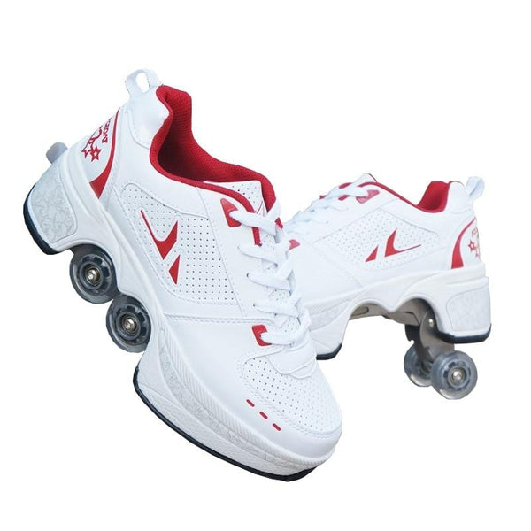 Unisex Four wheels Rounds of Running Roller Skates shoes