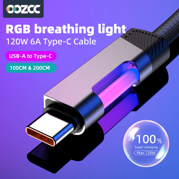 Fast Charging USB Type C Cable with RGB Ambient Light