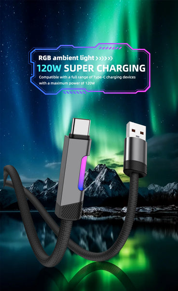 Fast Charging USB Type C Cable with RGB Ambient Light
