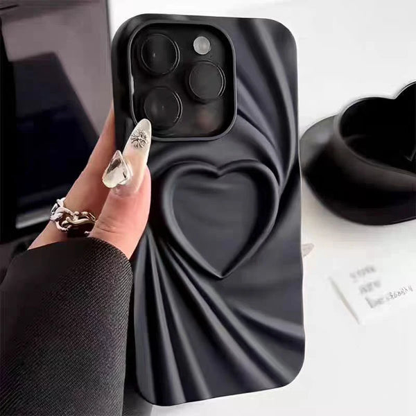 Love Heart Soft Matte Silicone Phone Case For iPhone