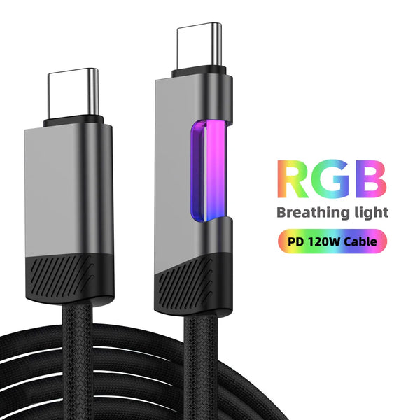 Fast Charging USB Type C Cable with RGB Ambient Light