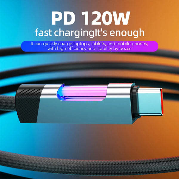 Fast Charging USB Type C Cable with RGB Ambient Light