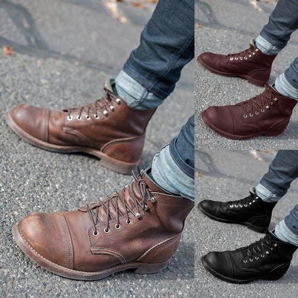 Men's Fashion Vintage British Style Lace-up Leather Shoes