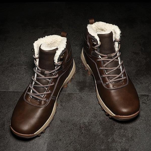 2018 Men's New Fashion Leather Winter Warm Snow Boots
