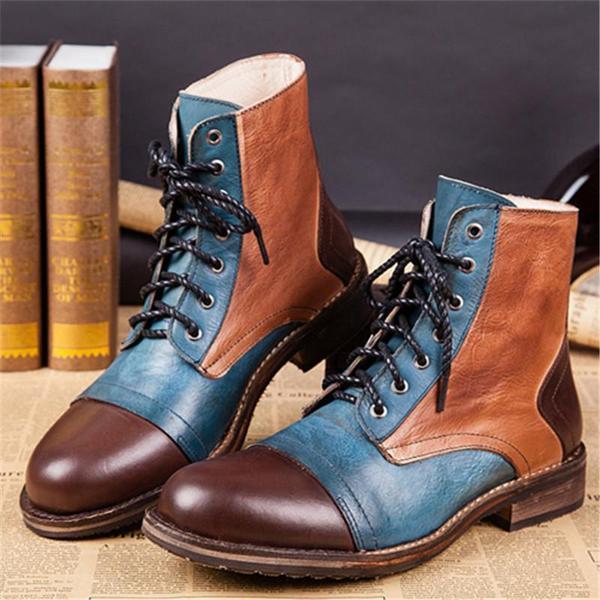 Fashion Men's Retro Style Mixed Colors High Quality Leather Martin Boots