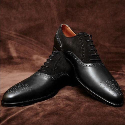 Men Handmade Dress Leather Brogue Two Tone Shoes