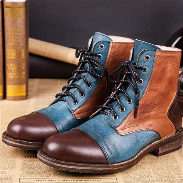 Fashion Men's Retro Style Mixed Colors High Quality Leather Martin Boots