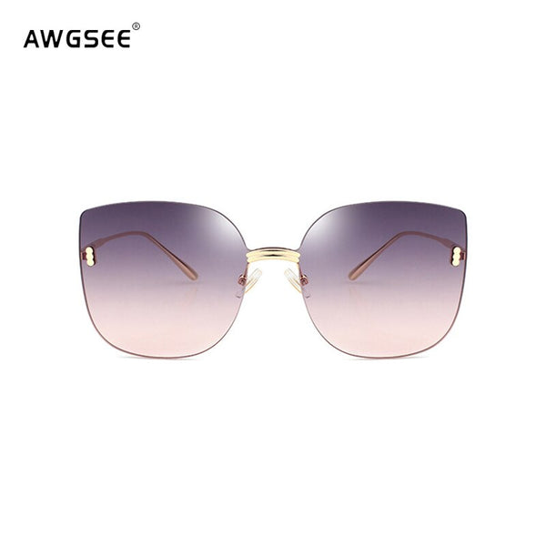 Metal Frame Oversized  Cateye Sunglasses for Women